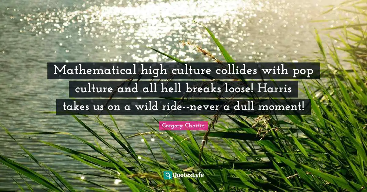 Mathematical high culture collides with pop culture and all hell breaks loose! Harris takes us on a wild ride--never a dull moment!