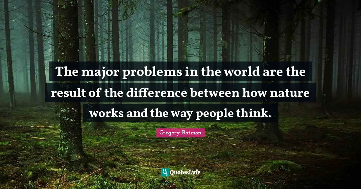 The major problems in the world are the result of the difference between how nature works and the way people think.