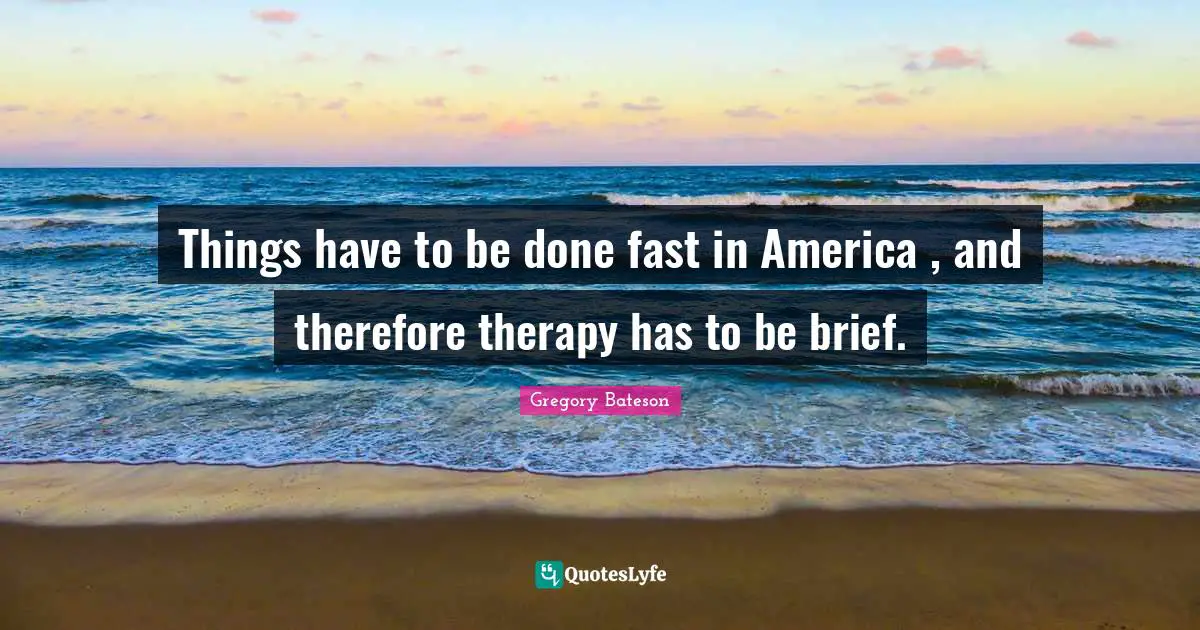 Things have to be done fast in America , and therefore therapy has to be brief.