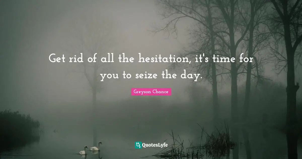 Seize Quotes: "Get rid of all the hesitation, it's time for you to seize the day."