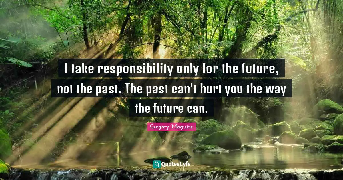 I take responsibility only for the future, not the past. The past can't hurt you the way the future can.