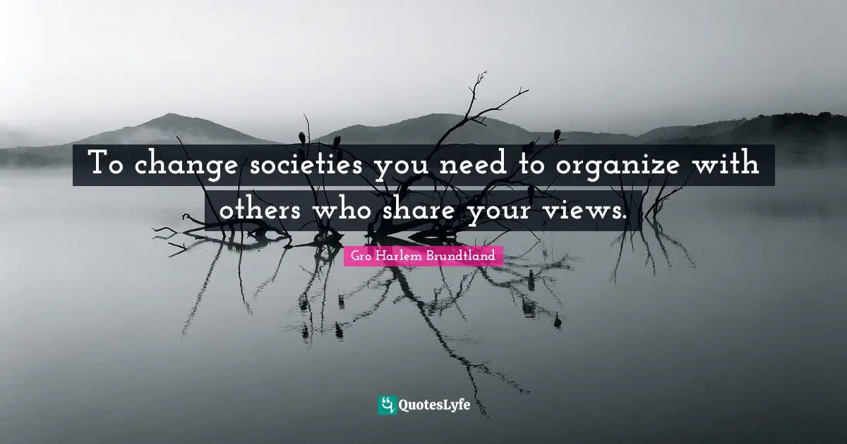 To change societies you need to organize with others who share your views.
