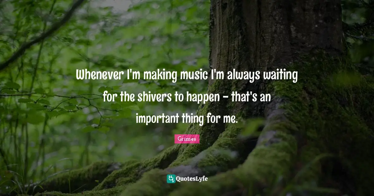 Always Waiting Quotes: "Whenever I'm making music I'm always waiting for the shivers to happen - that's an important thing for me."