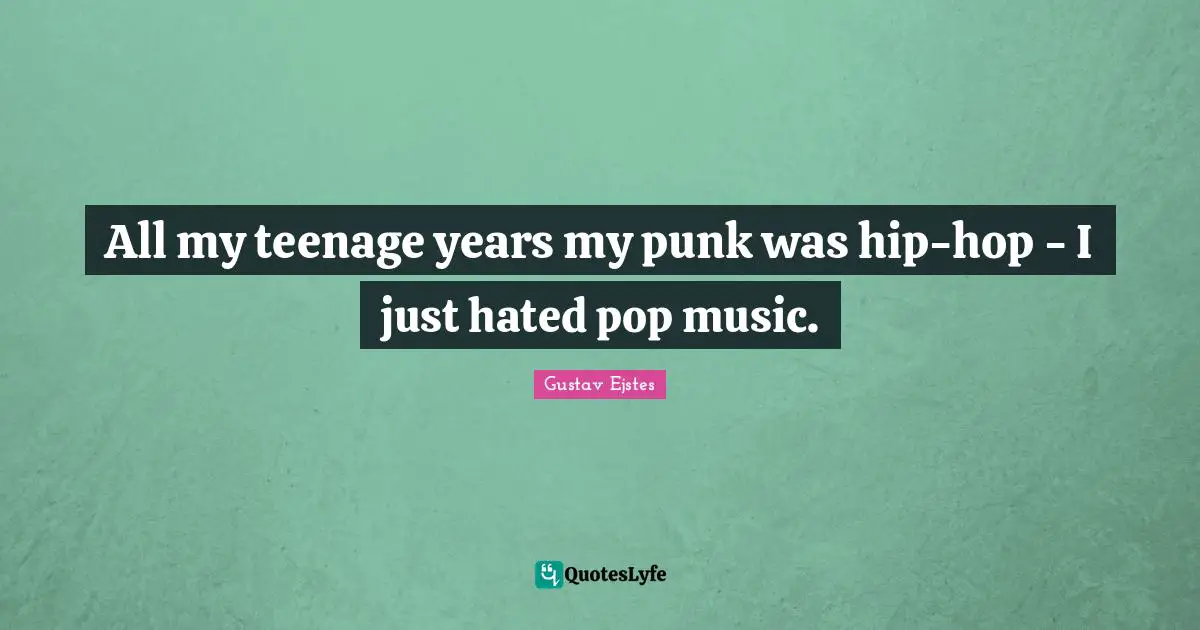 All my teenage years my punk was hip-hop - I just hated pop music.