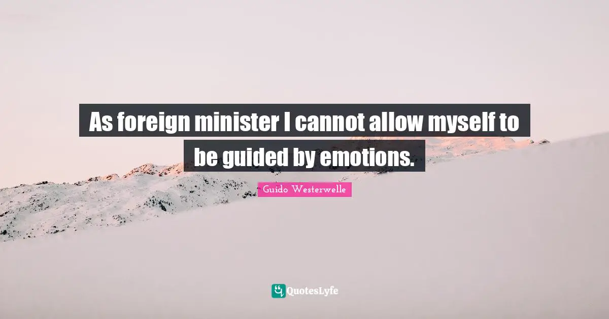 As foreign minister I cannot allow myself to be guided by emotions.