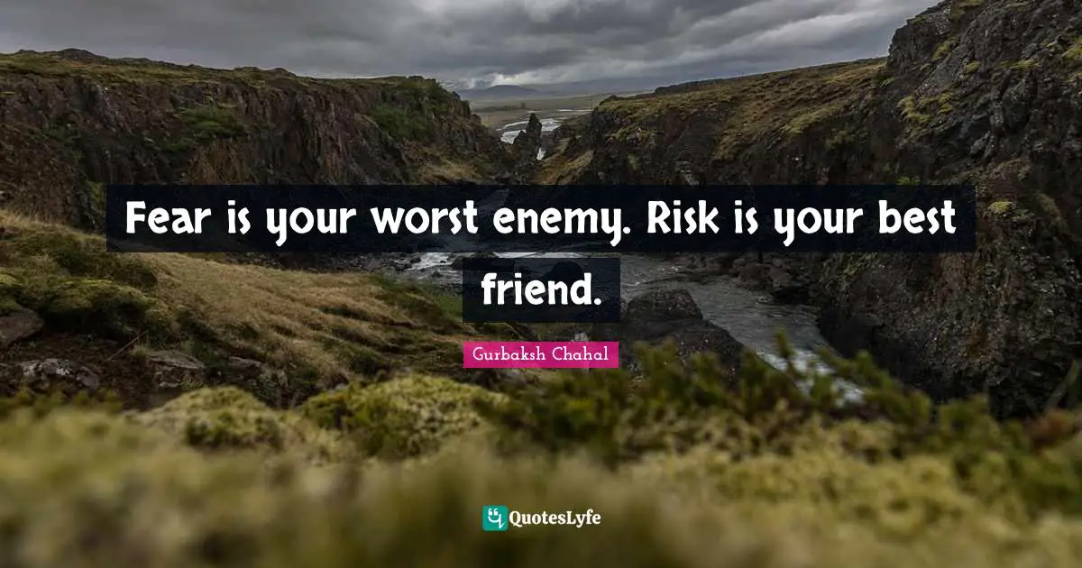 Be Your Best Quotes: "Fear is your worst enemy. Risk is your best friend."