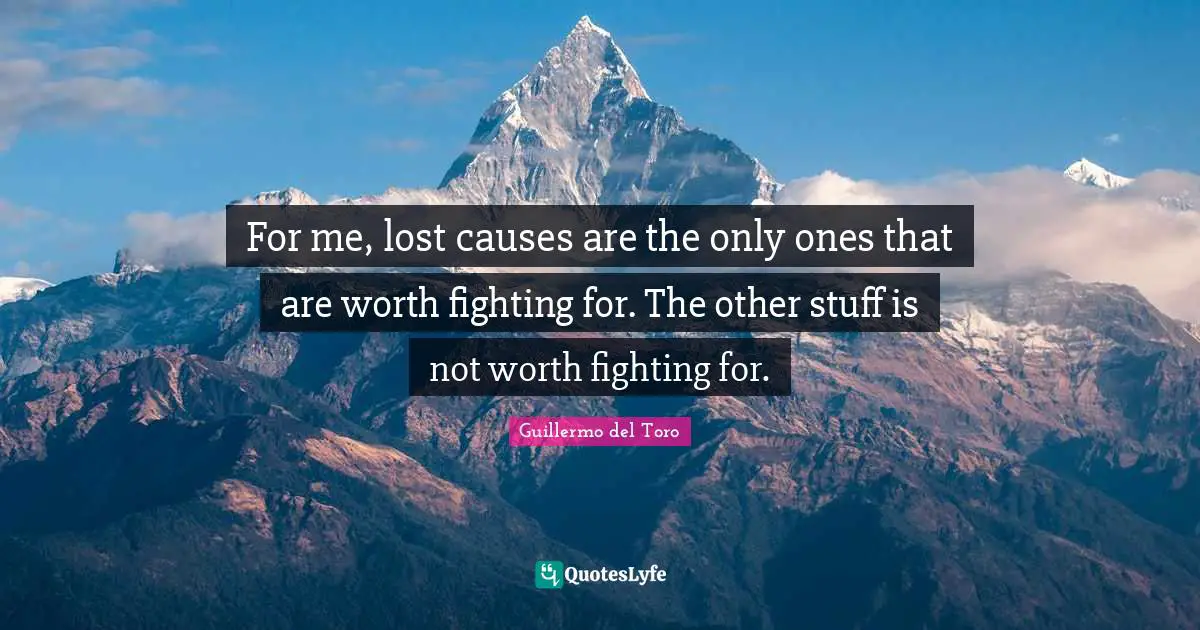 For me, lost causes are the only ones that are worth fighting for. The other stuff is not worth fighting for.