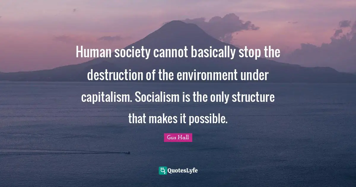 Human society cannot basically stop the destruction of the environment under capitalism. Socialism is the only structure that makes it possible.