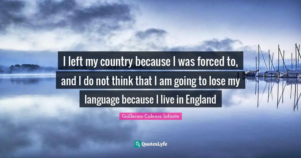 I left my country because I was forced to, and I do not think that I am going to lose my language because I live in England