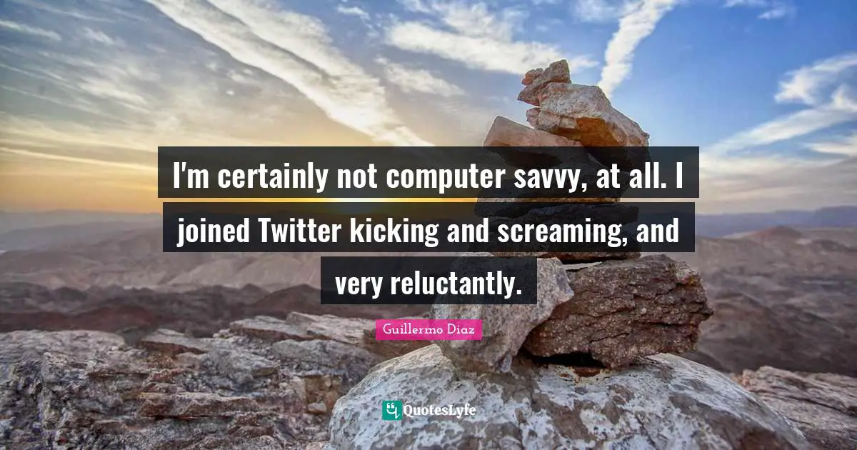 I'm certainly not computer savvy, at all. I joined Twitter kicking and screaming, and very reluctantly.