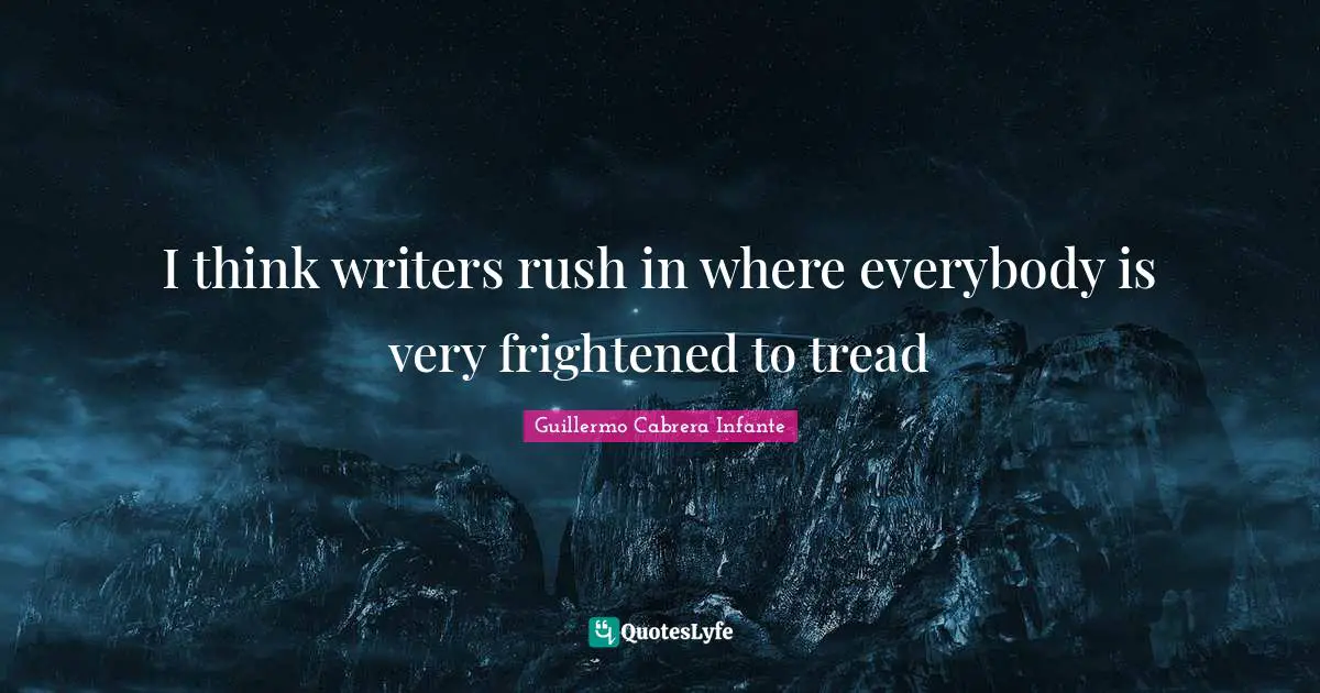 I think writers rush in where everybody is very frightened to tread