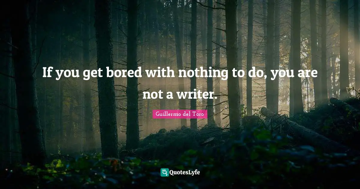 If you get bored with nothing to do, you are not a writer.