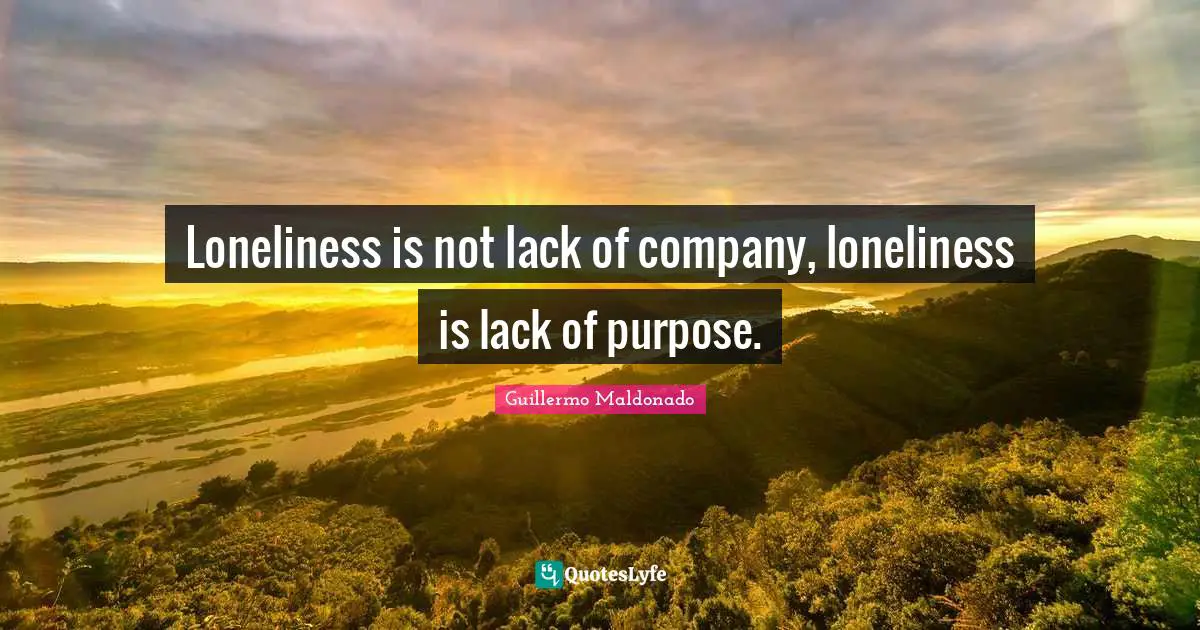 Guillermo Maldonado Quotes: Loneliness is not lack of company, loneliness is lack of purpose.