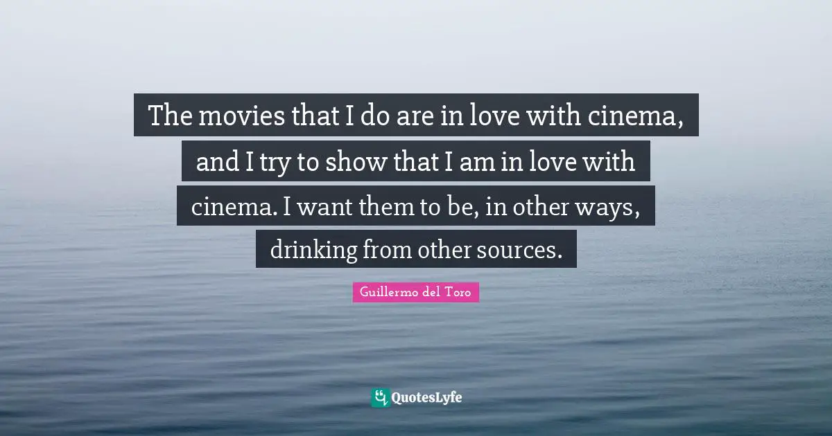 The movies that I do are in love with cinema, and I try to show that I am in love with cinema. I want them to be, in other ways, drinking from other sources.