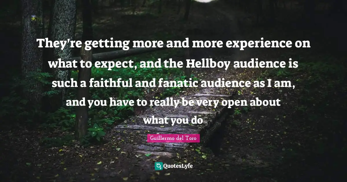 They're getting more and more experience on what to expect, and the Hellboy audience is such a faithful and fanatic audience as I am, and you have to really be very open about what you do