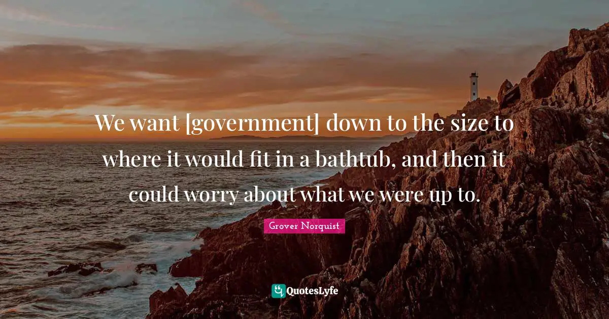 We want [government] down to the size to where it would fit in a bathtub, and then it could worry about what we were up to.