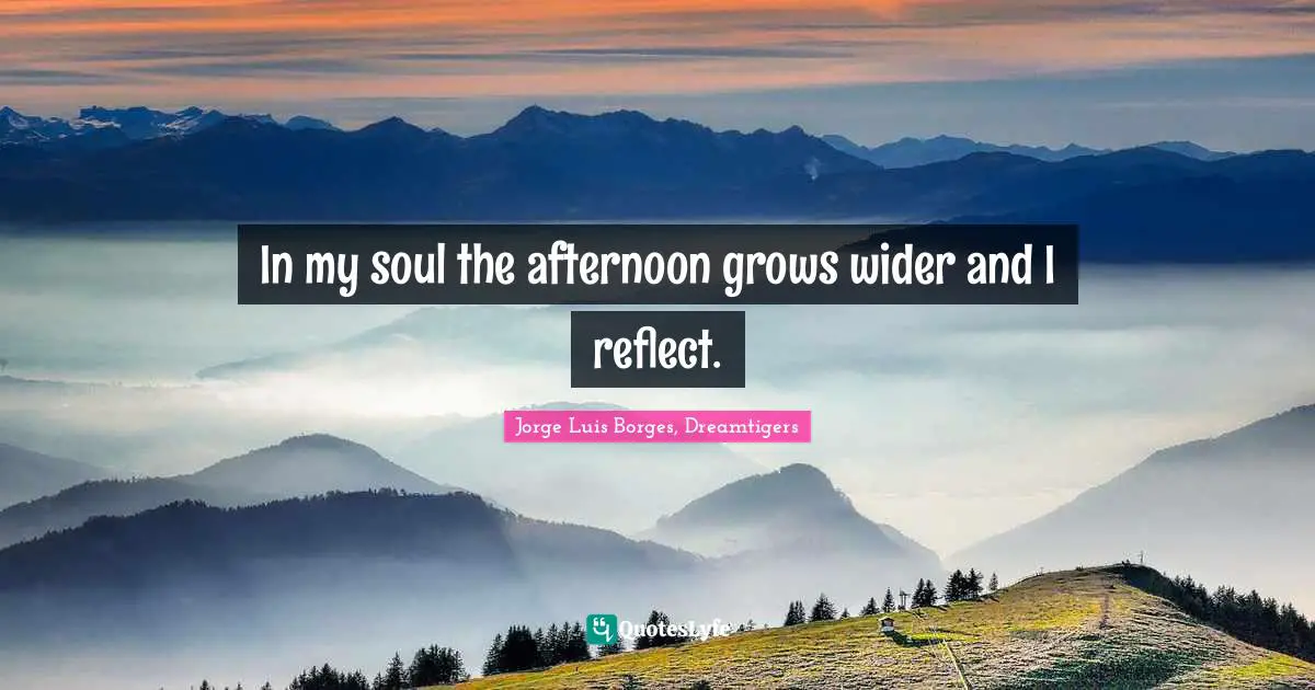 In my soul the afternoon grows wider and I reflect.