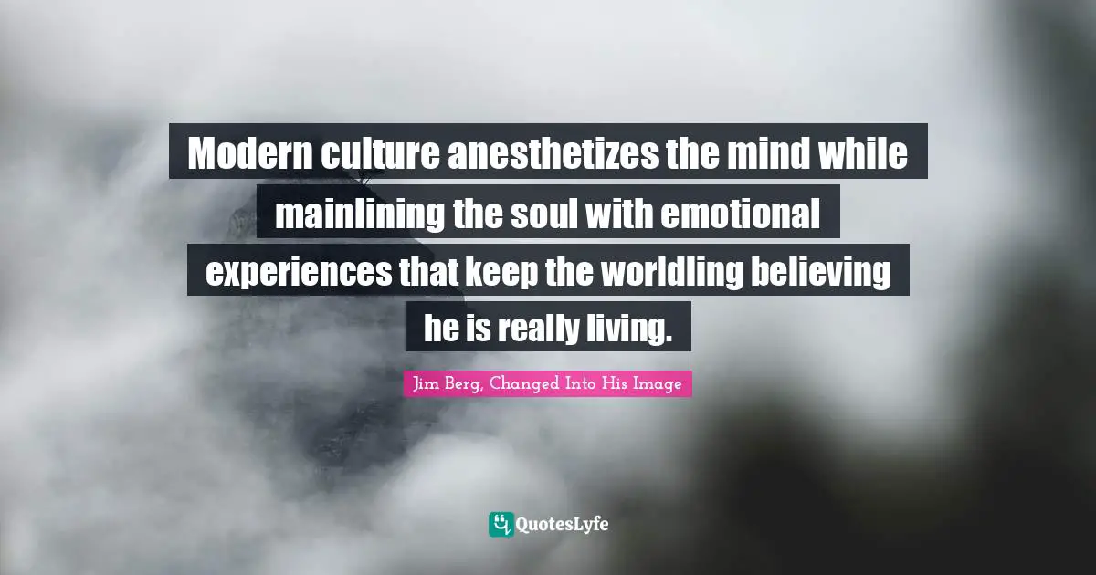 Video Games Quotes: "Modern culture anesthetizes the mind while mainlining the soul with emotional experiences that keep the worldling believing he is really living."