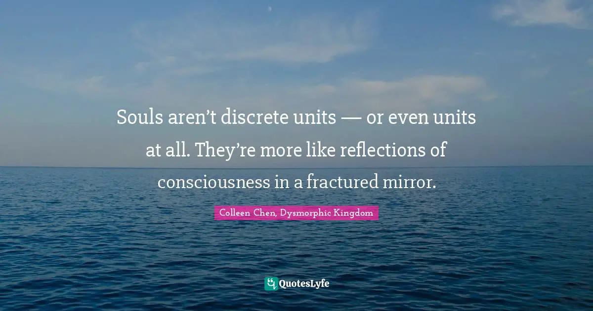 Colleen Chen, Dysmorphic Kingdom Quotes: "Souls aren’t discrete units — or even units at all. They’re more like reflections of consciousness in a fractured mirror."