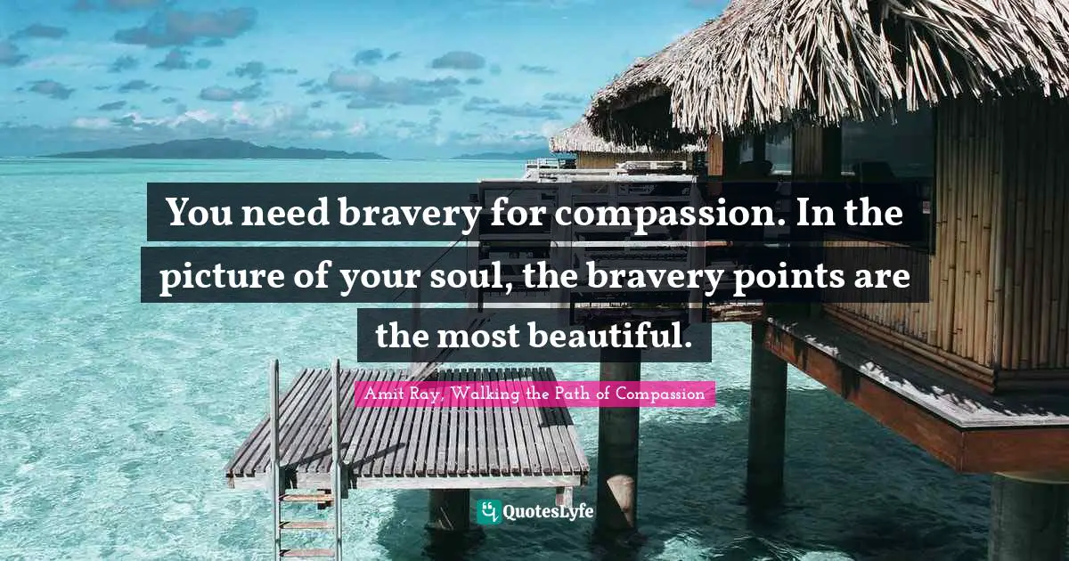 Amit Ray, Walking the Path of Compassion Quotes: You need bravery for compassion. In the picture of your soul, the bravery points are the most beautiful.