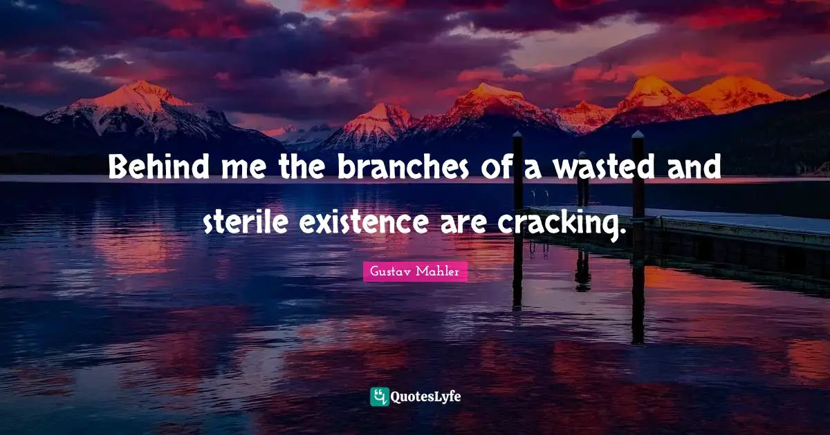 Behind me the branches of a wasted and sterile existence are cracking.