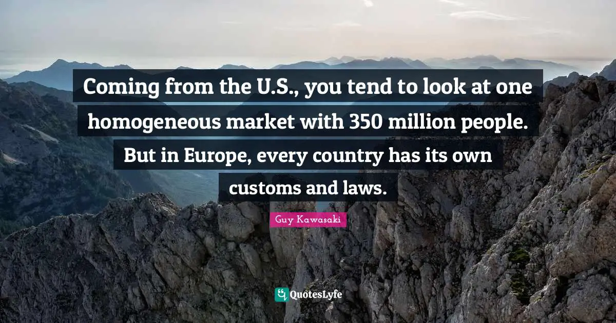Coming from the U.S., you tend to look at one homogeneous market with 350 million people. But in Europe, every country has its own customs and laws.