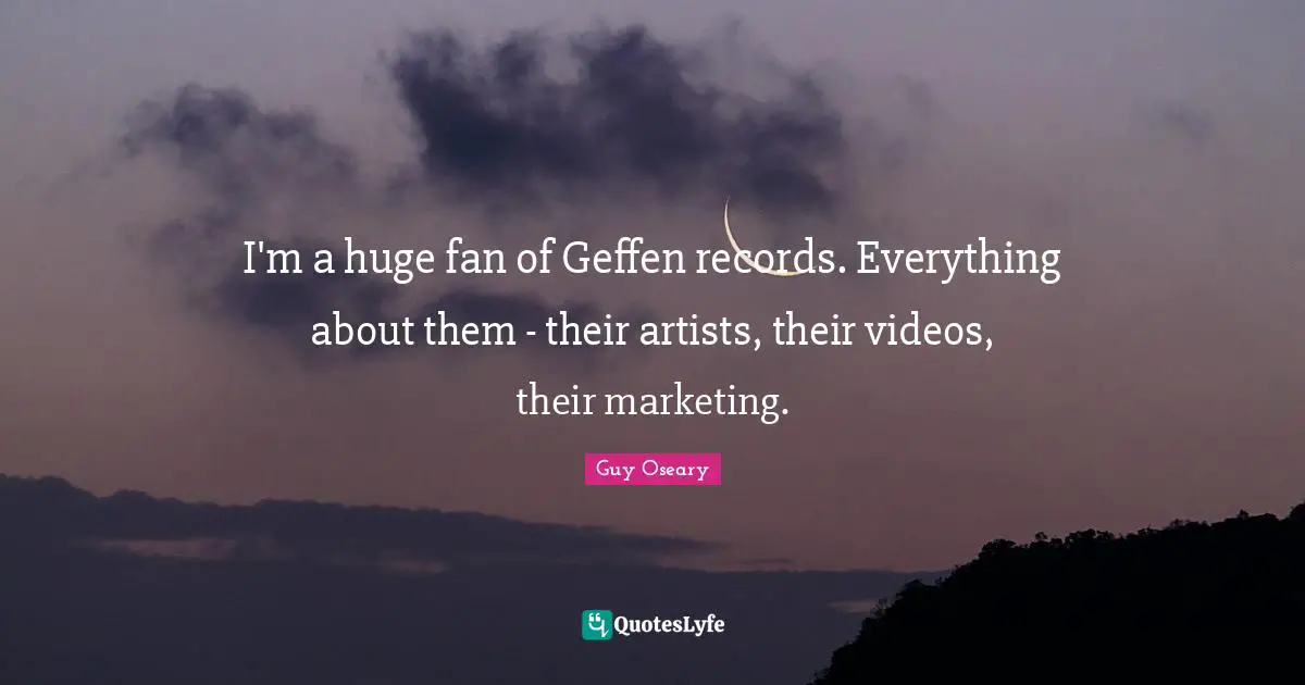 I'm a huge fan of Geffen records. Everything about them - their artists, their videos, their marketing.