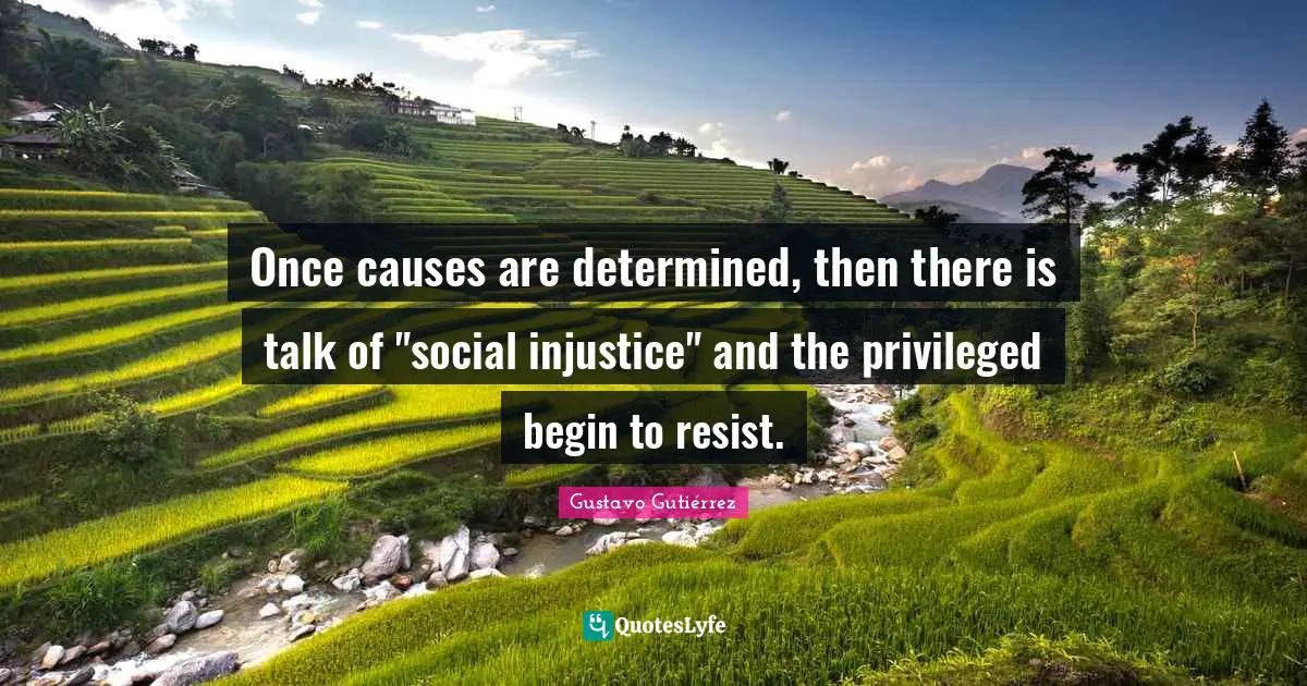 Privileged Quotes: "Once causes are determined, then there is talk of "social injustice" and the privileged begin to resist."