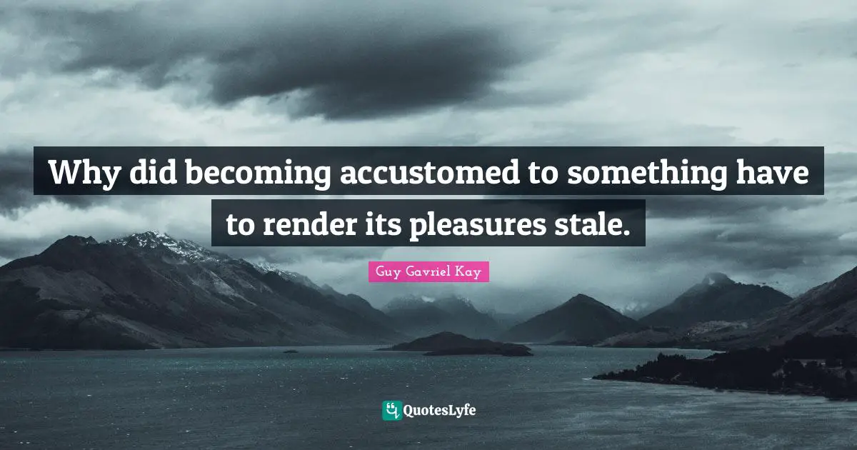 Why did becoming accustomed to something have to render its pleasures stale.