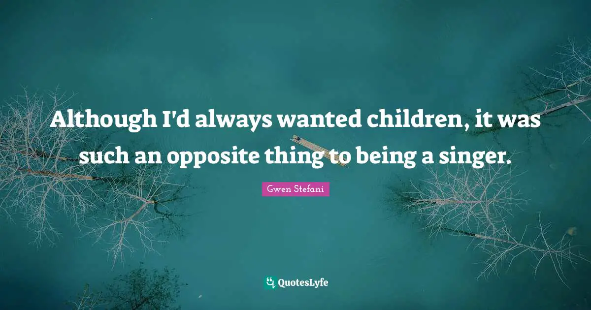 Although I'd always wanted children, it was such an opposite thing to being a singer.