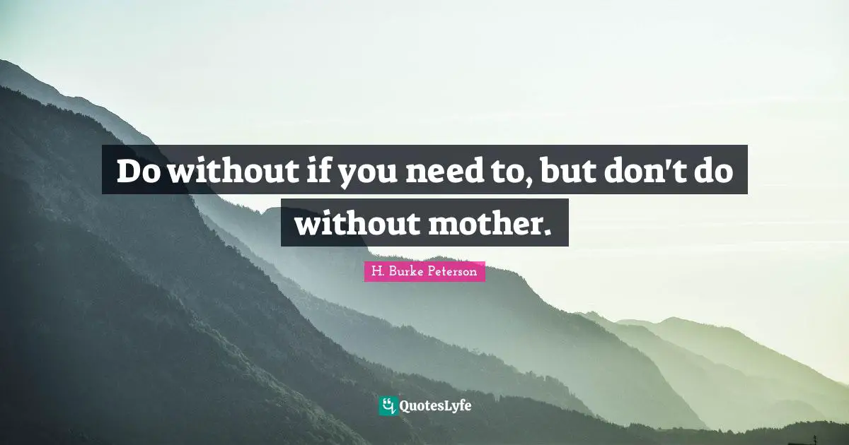 H. Burke Peterson Quotes: "Do without if you need to, but don't do without mother."
