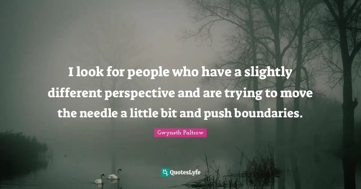 Different Perspective Quotes: "I look for people who have a slightly different perspective and are trying to move the needle a little bit and push boundaries."