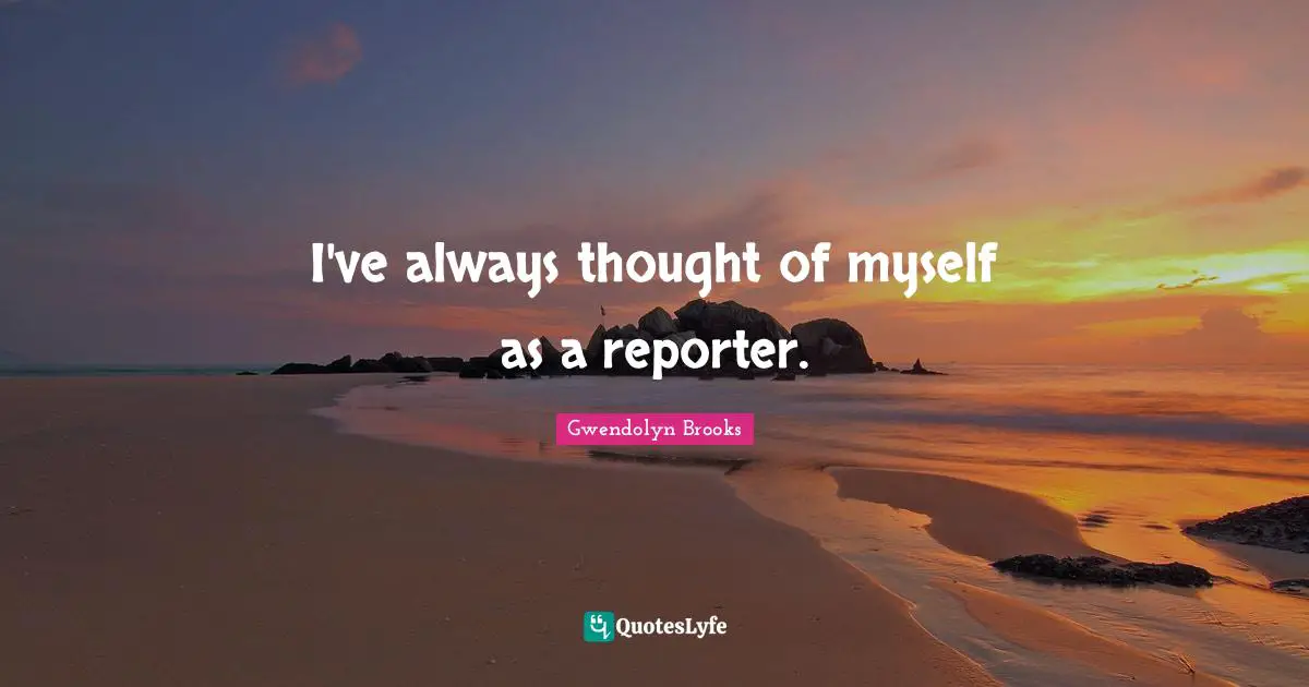 I've always thought of myself as a reporter.