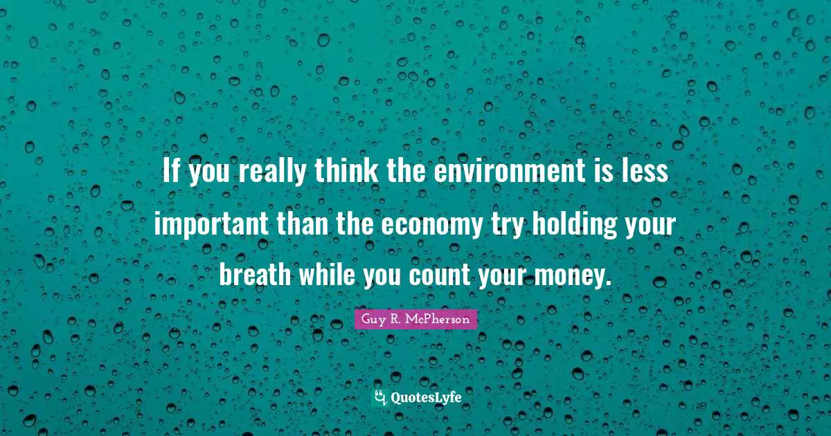 If you really think the environment is less important than the economy try holding your breath while you count your money.