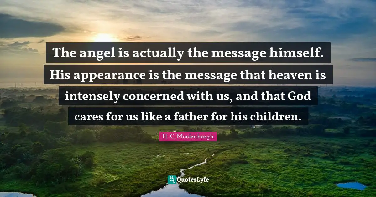 The angel is actually the message himself. His appearance is the message that heaven is intensely concerned with us, and that God cares for us like a father for his children.