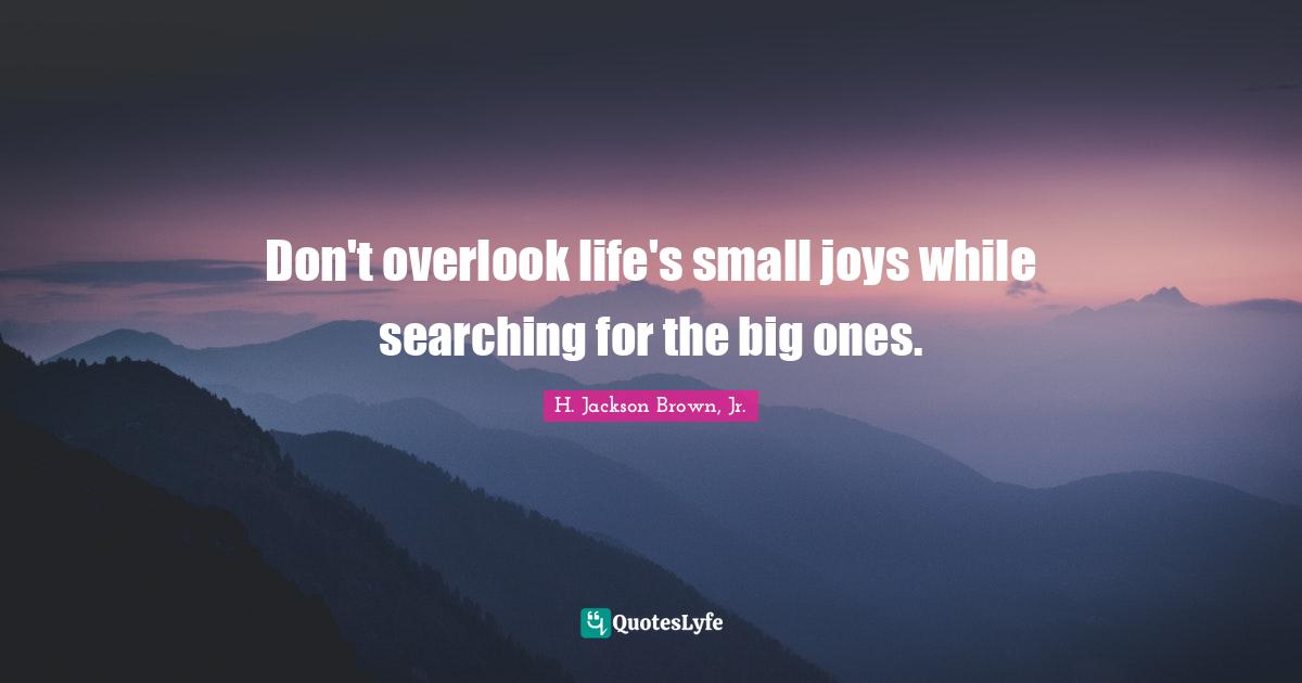 Don't overlook life's small joys while searching for the big ones.