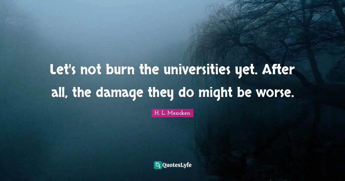 Let's not burn the universities yet. After all, the damage they do might be worse.