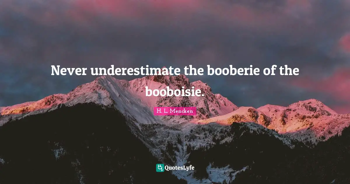 Never underestimate the booberie of the booboisie.
