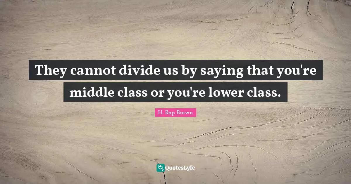 H. Rap Brown Quotes: "They cannot divide us by saying that you're middle class or you're lower class."