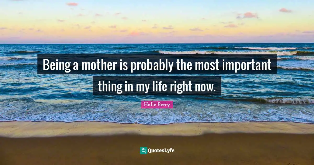 Being a mother is probably the most important thing in my life right now.