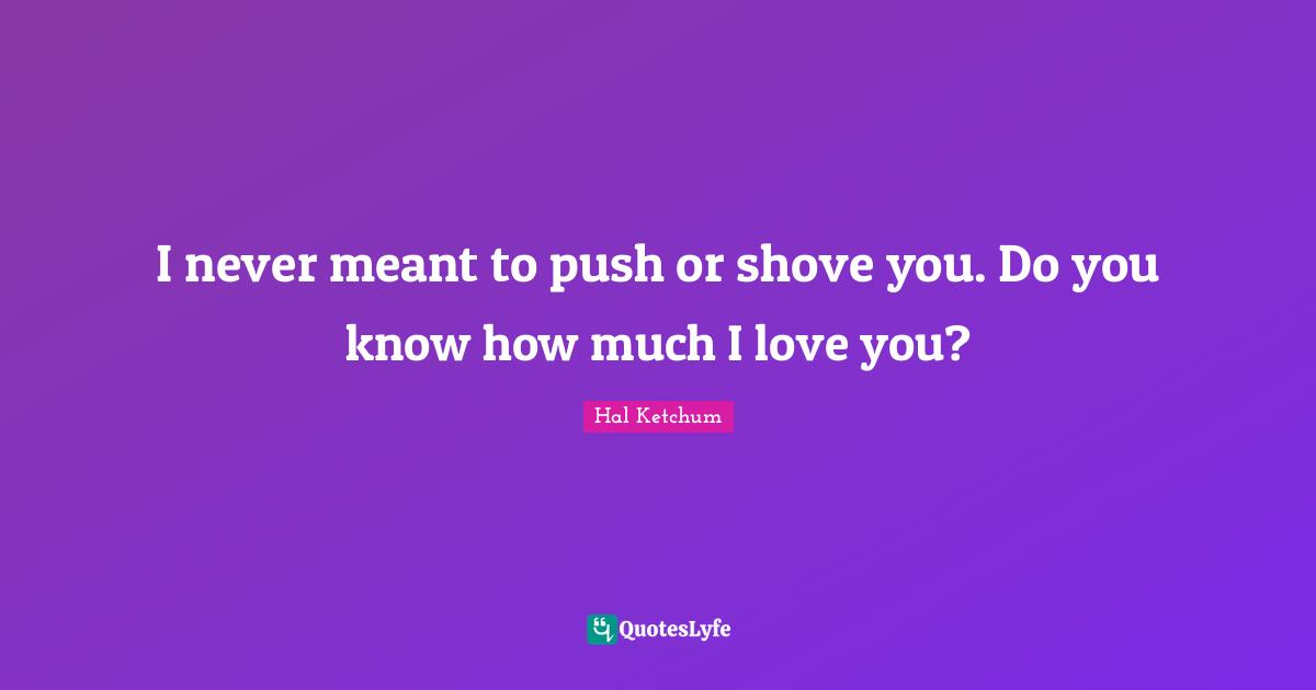I never meant to push or shove you. Do you know how much I love you?