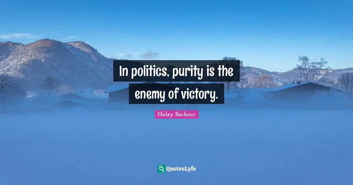 In politics, purity is the enemy of victory.