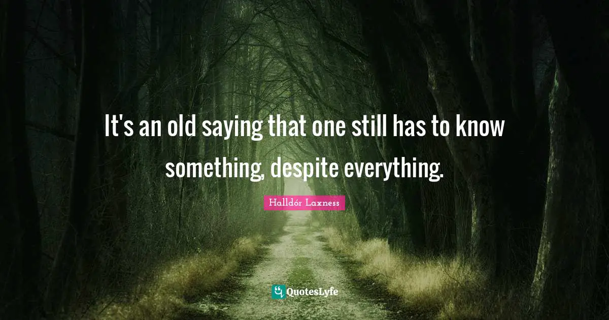 It's an old saying that one still has to know something, despite everything.