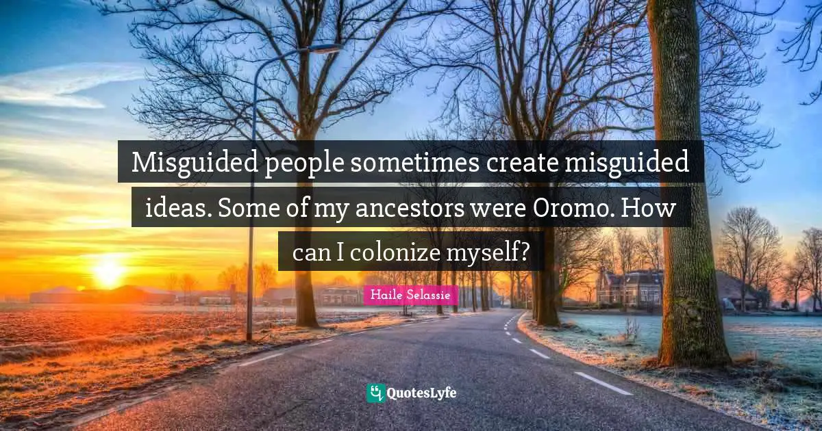 Misguided people sometimes create misguided ideas. Some of my ancestors were Oromo. How can I colonize myself?