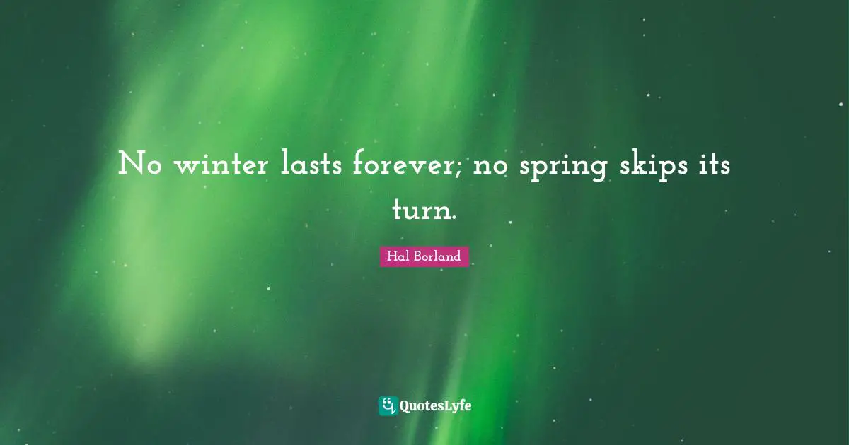 Meaningful Quotes: "No winter lasts forever; no spring skips its turn."