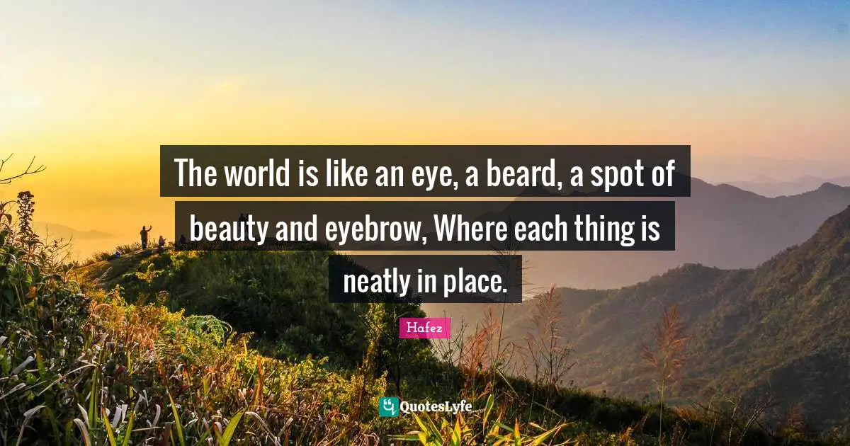 Beard Quotes: "The world is like an eye, a beard, a spot of beauty and eyebrow, Where each thing is neatly in place."