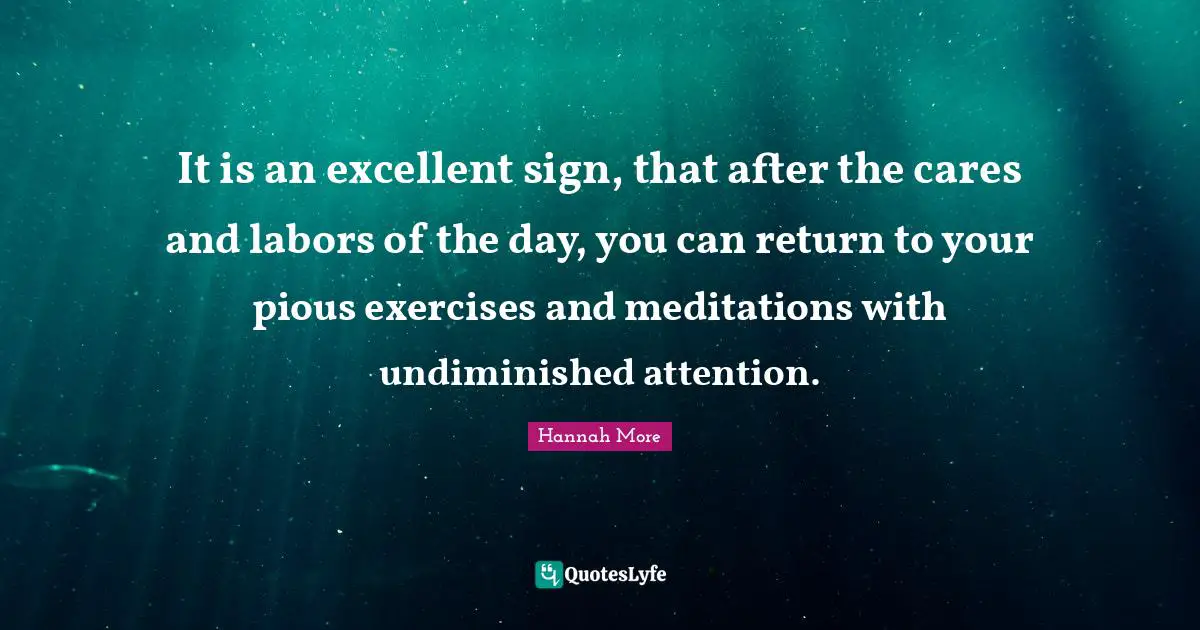 It is an excellent sign, that after the cares and labors of the day, you can return to your pious exercises and meditations with undiminished attention.