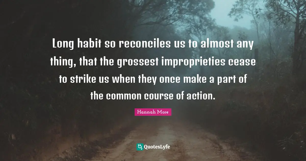 Long habit so reconciles us to almost any thing, that the grossest improprieties cease to strike us when they once make a part of the common course of action.