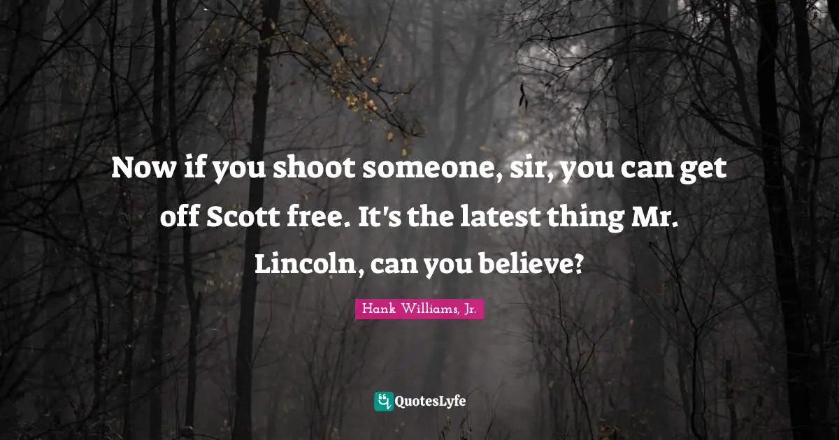 Now if you shoot someone, sir, you can get off Scott free. It's the latest thing Mr. Lincoln, can you believe?