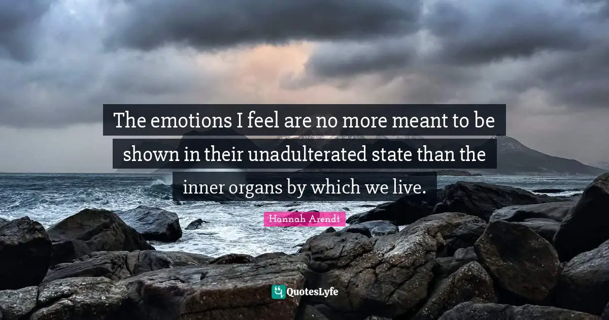 The emotions I feel are no more meant to be shown in their unadulterated state than the inner organs by which we live.